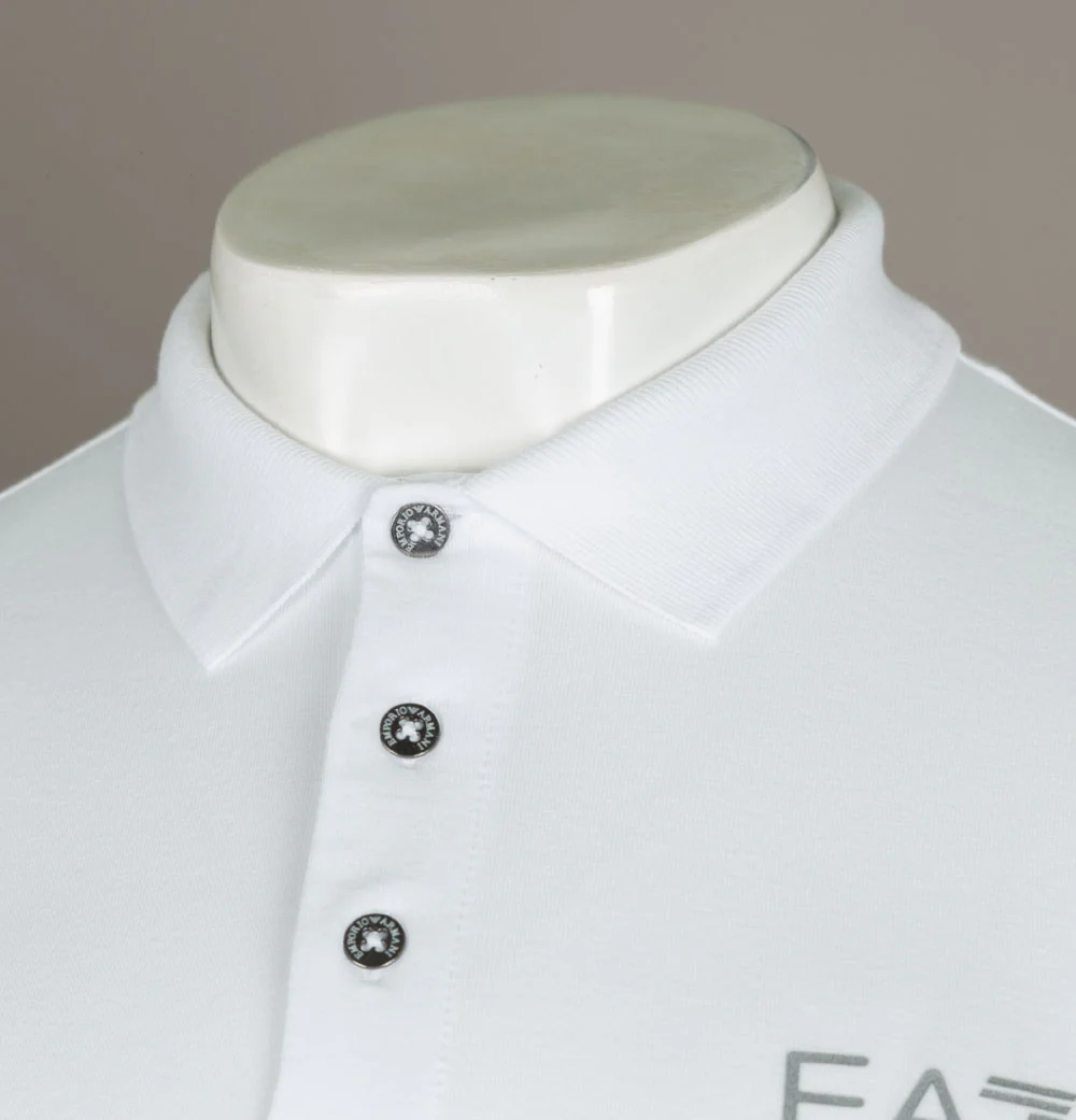 EA7 S/S Jersey Polo Shirt White - Image 3