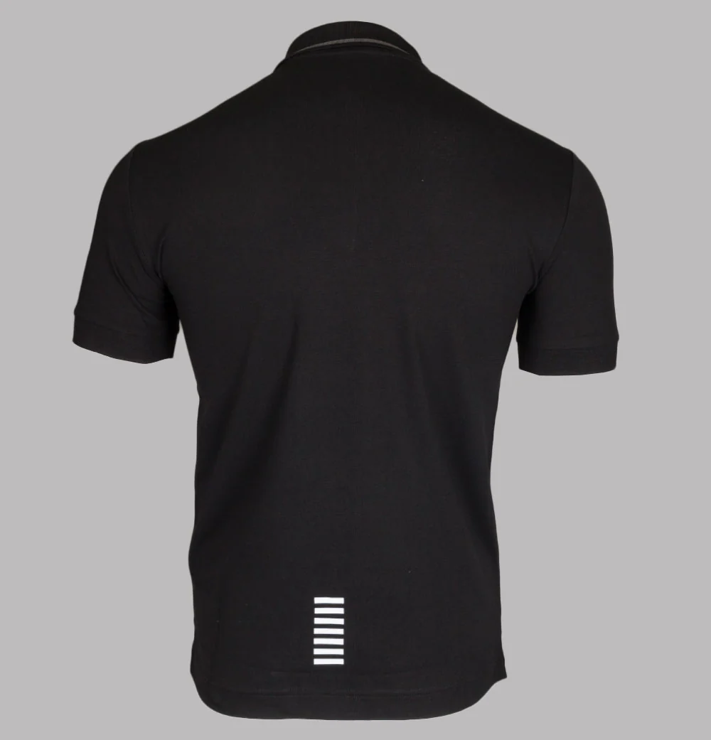 EA7 S/S Tipped Collar Polo Shirt Black - Image 2