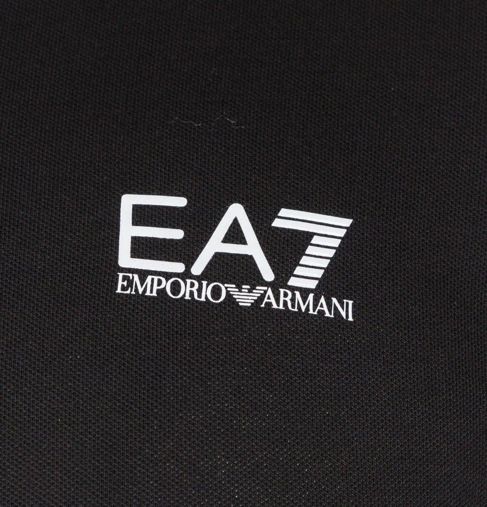 EA7 S/S Tipped Collar Polo Shirt Black - Image 4