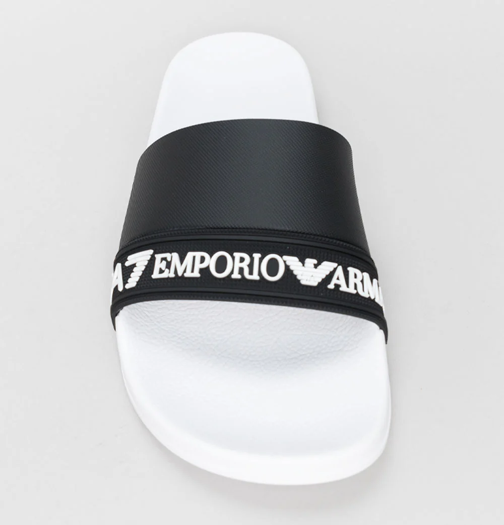 EA7 Sea World Logo Strap Slides White/Black - Image 3