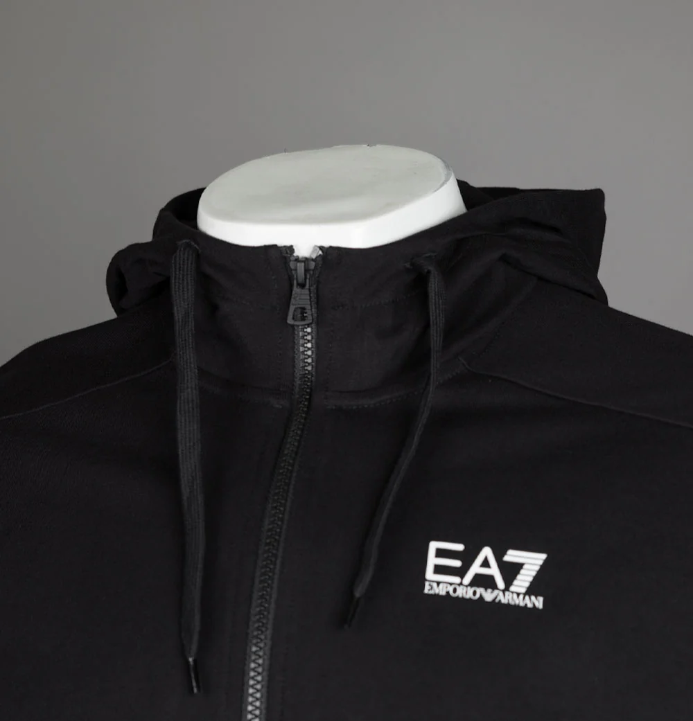 EA7 Taping Zip Up Hooded Sweatshirt Black - Image 3