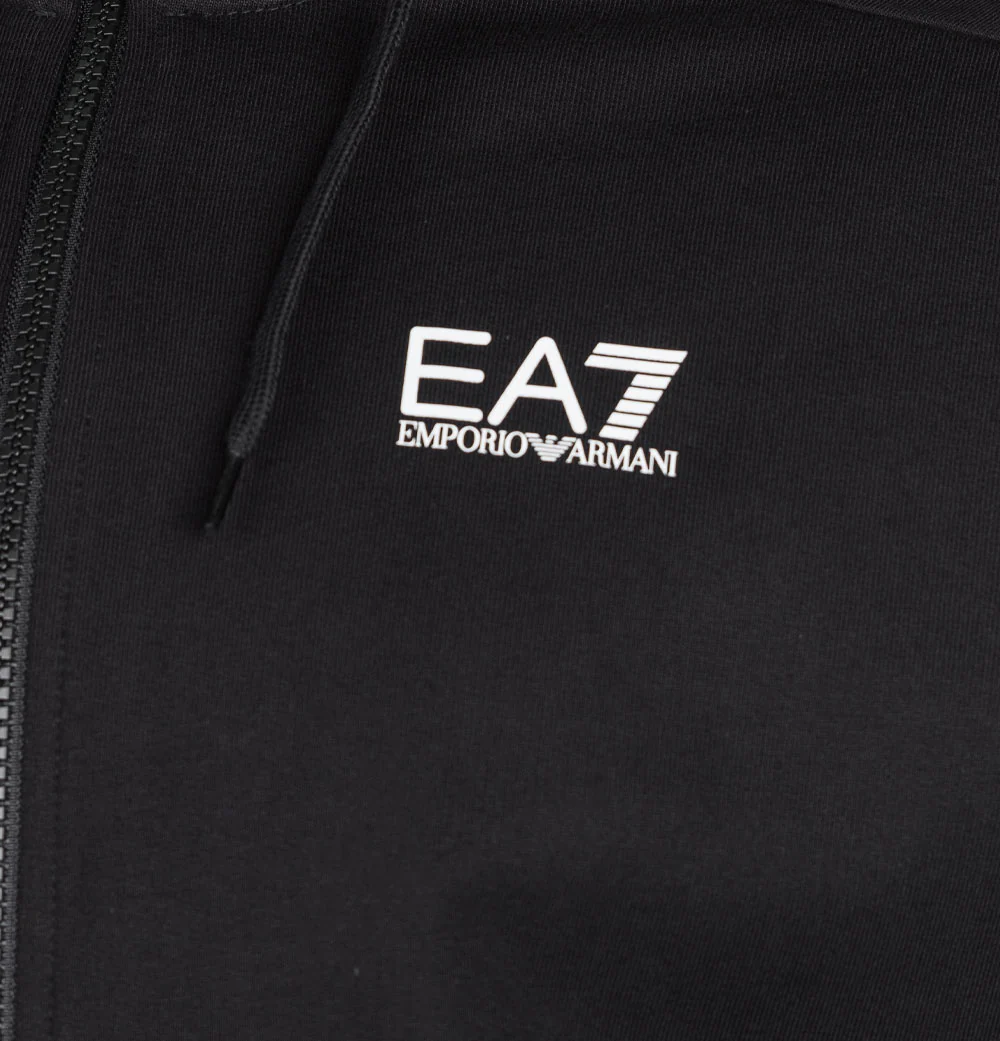 EA7 Taping Zip Up Hooded Sweatshirt Black - Image 4