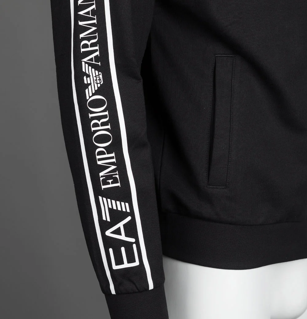 EA7 Taping Zip Up Hooded Sweatshirt Black - Image 5