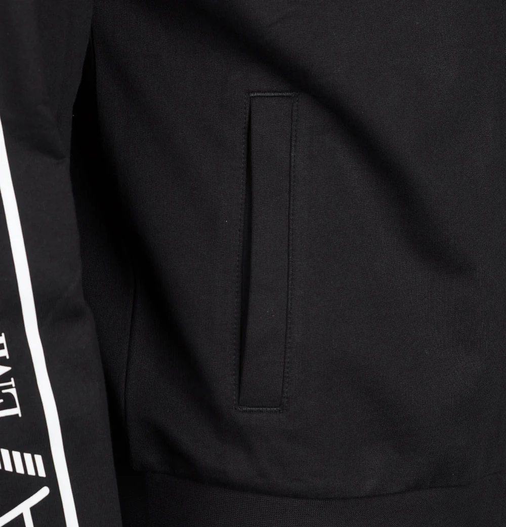 EA7 Taping Zip Up Hooded Sweatshirt Black - Image 6