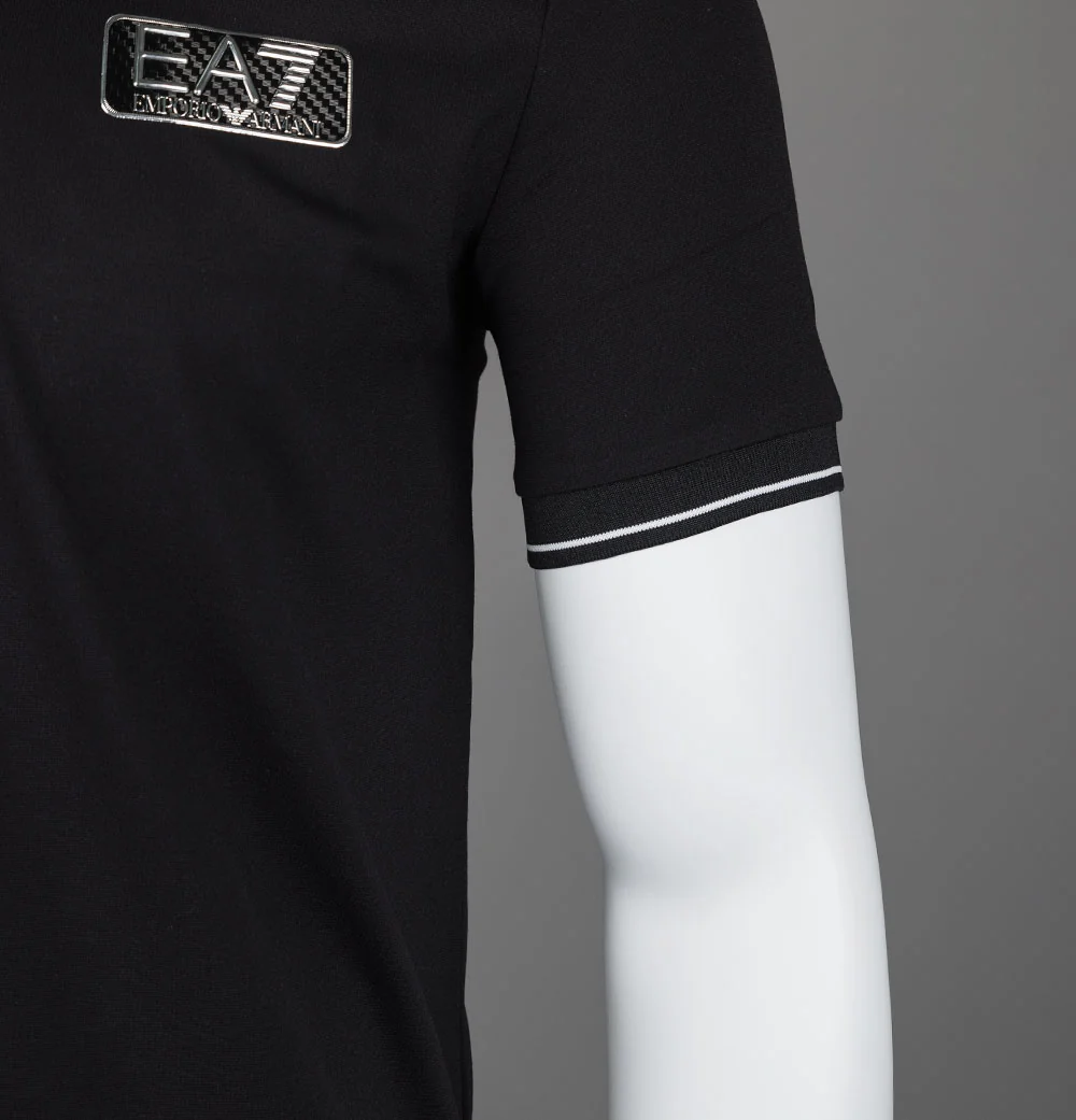 EA7 Viscose Blend Polo Shirt Black - Image 5