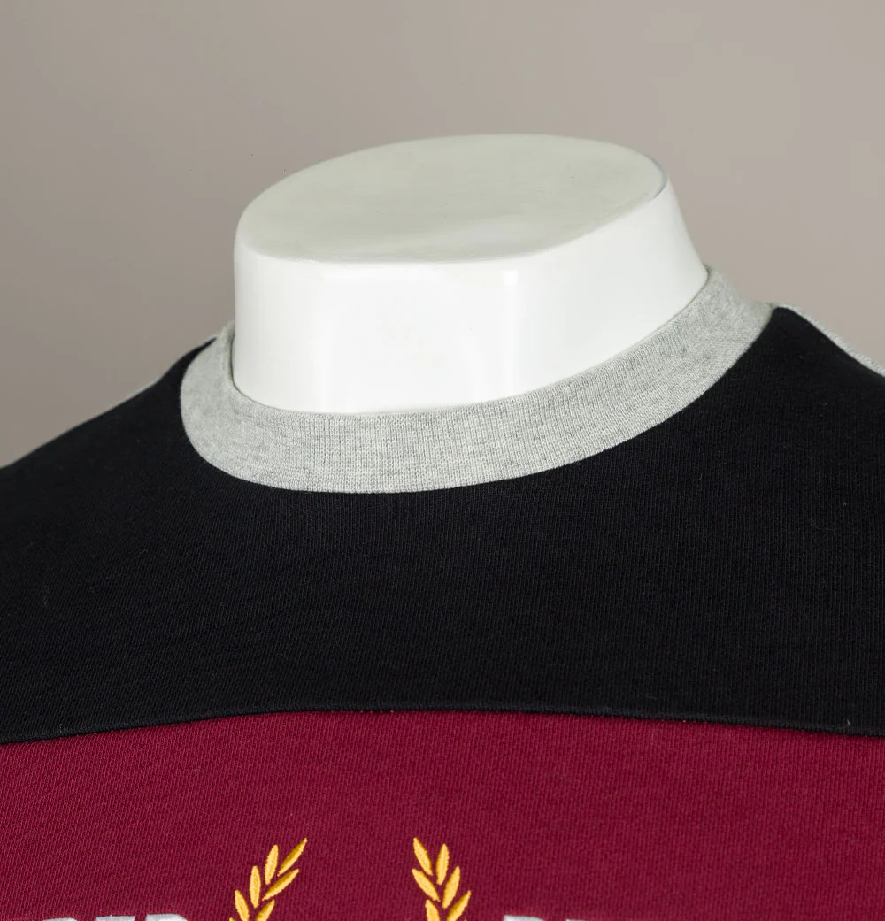 Fred Perry Embroidered Panel Sweatshirt Marl Grey - Image 4