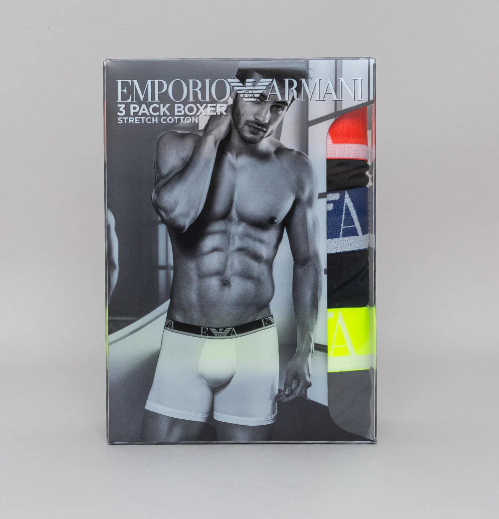 Emporio Armani 3 Pack Boxer Shorts Black Multi - Image 4