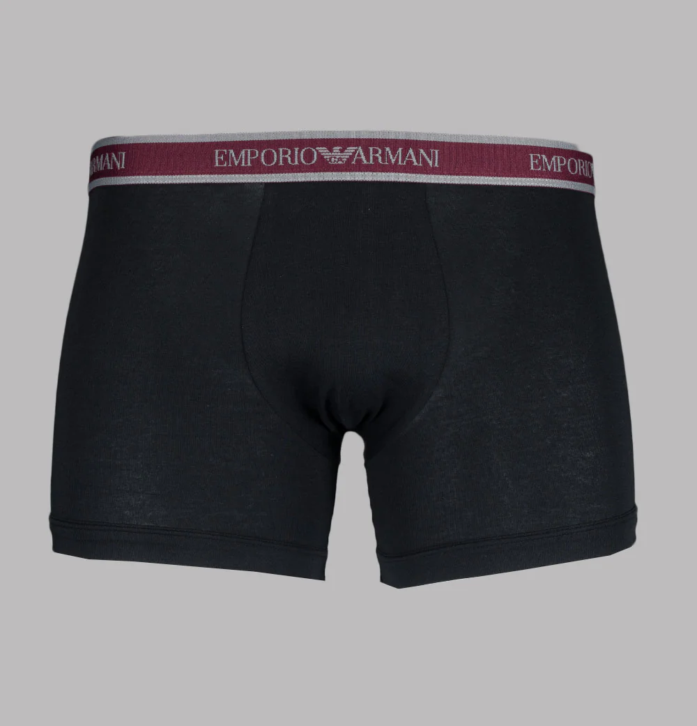 Emporio Armani 3 Pack Boxer Shorts Grey/Burgundy/Black - Image 3