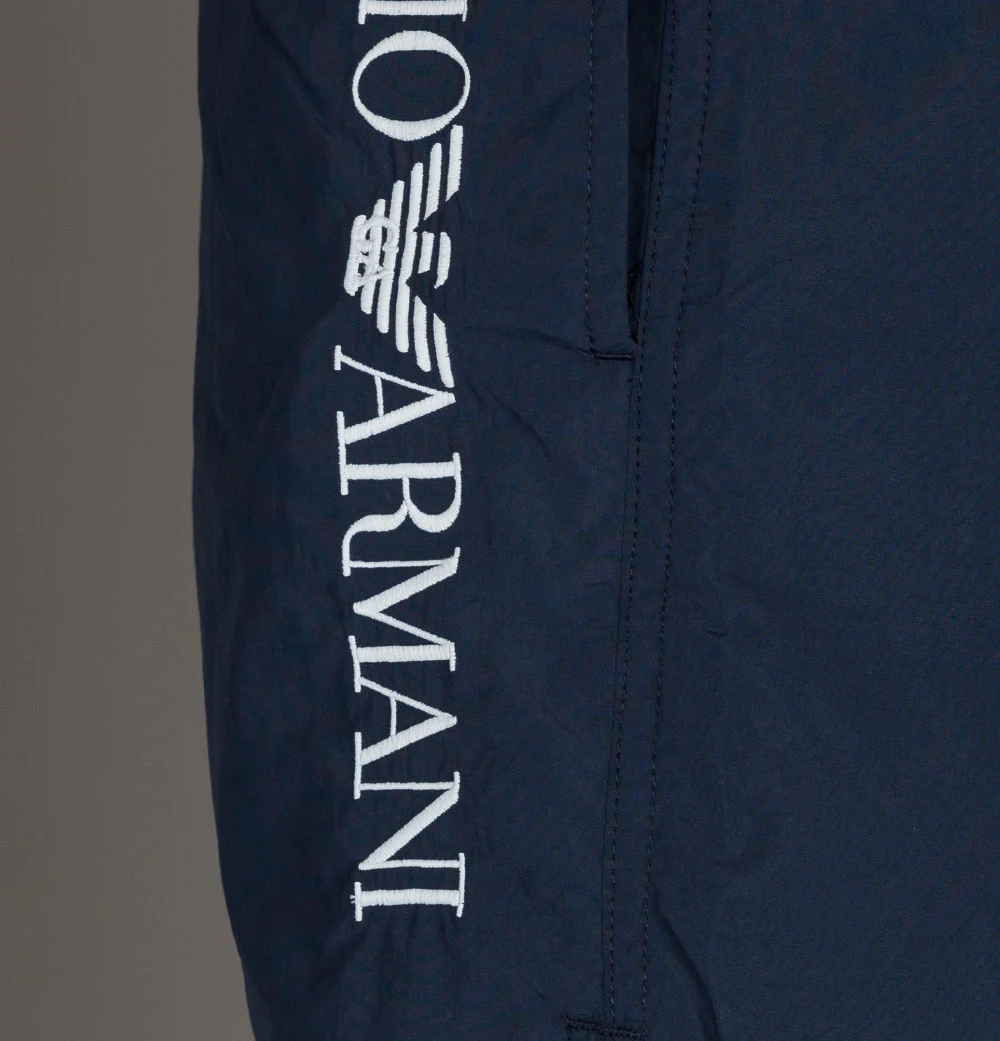 Emporio Armani Embroidered Logo Swim Shorts Navy Blue - Image 4