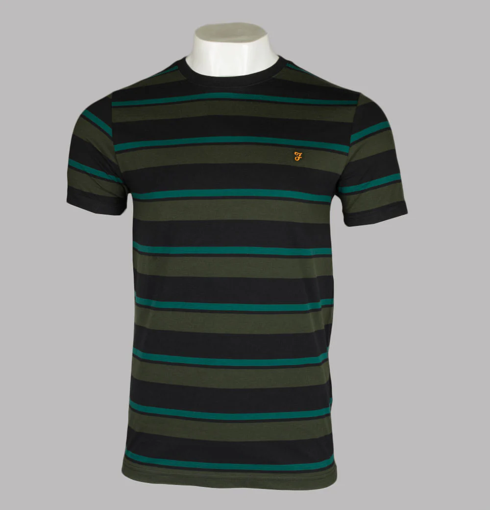 Farah Agawan Stripe T-Shirt Black