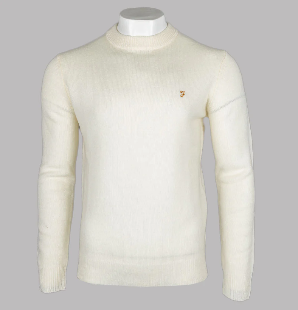 Farah Birchall Lambswool Jumper Ecru