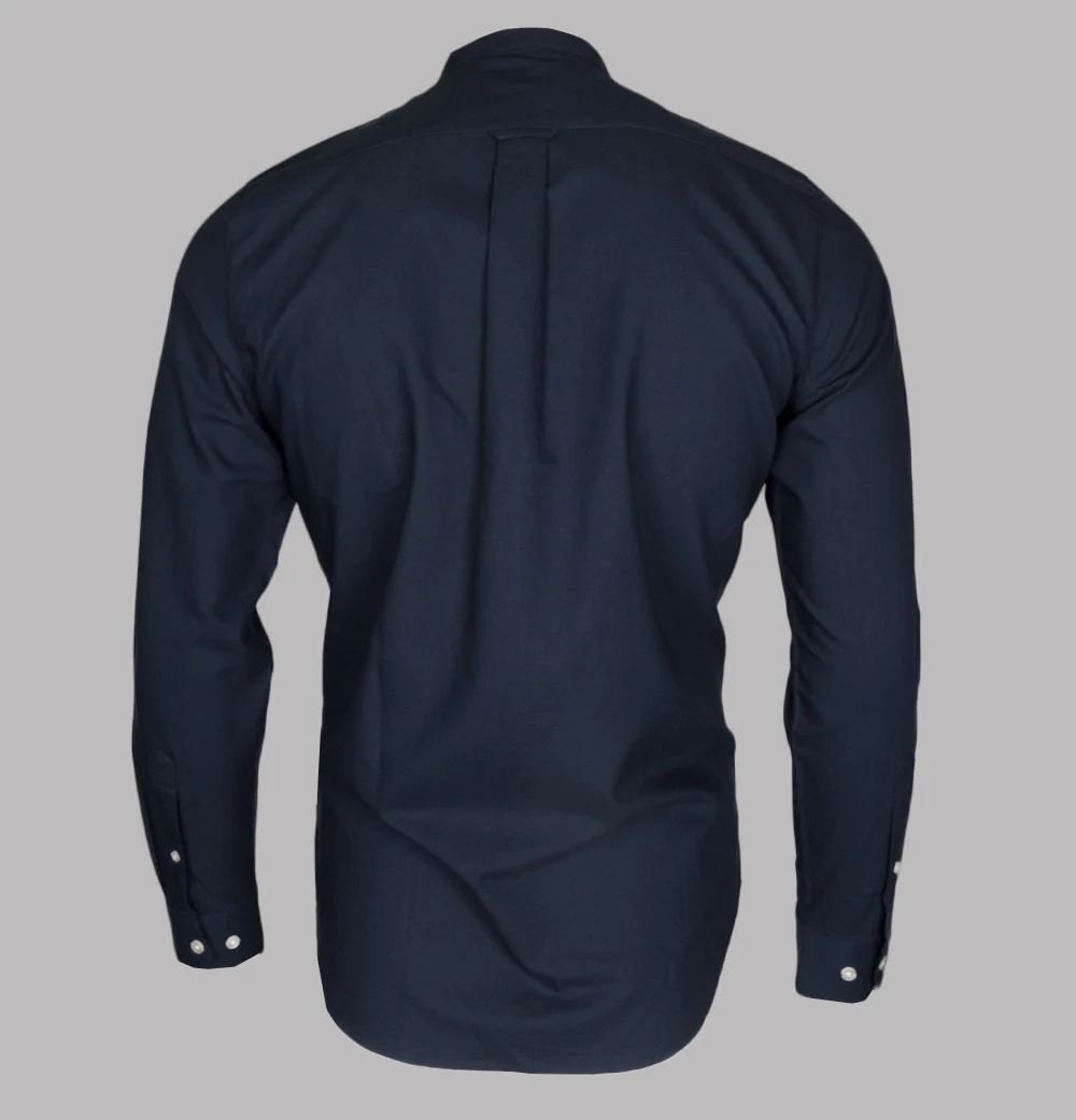 Farah Brewer Slim Fit Grandad Collar Shirt Navy - Image 2