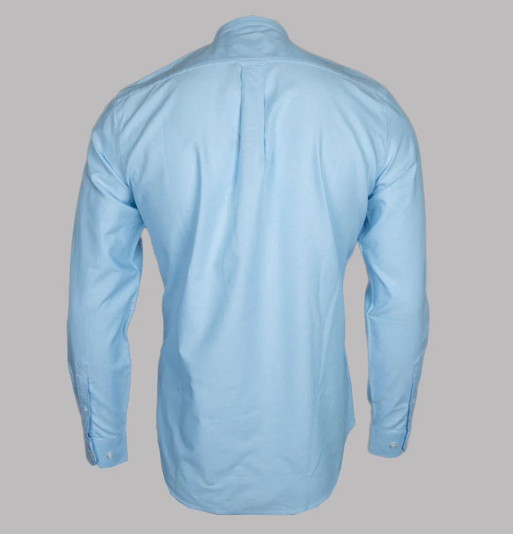 Farah Brewer Slim Fit Grandad Collar Shirt Sky Blue - Image 2