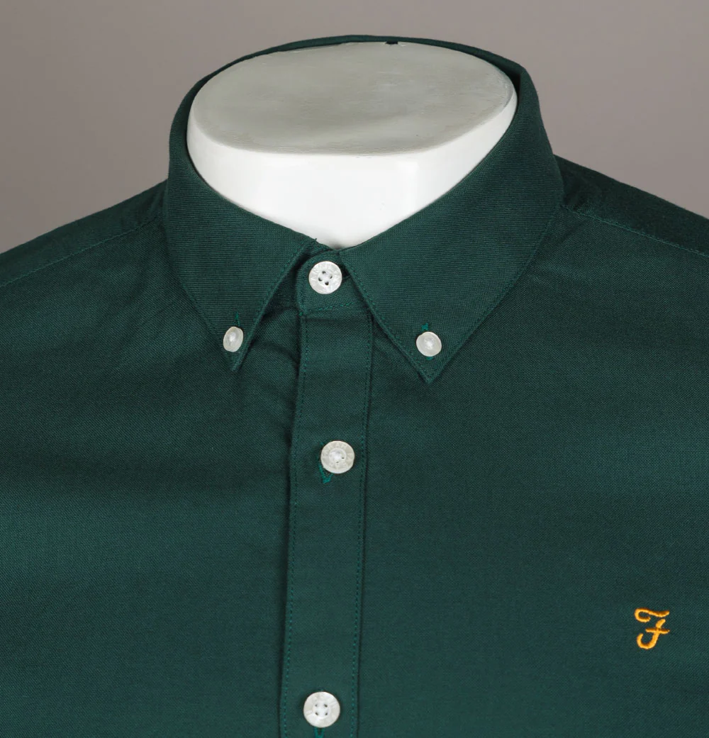 Farah Brewer Slim Fit Oxford Shirt Forest Green - Image 3