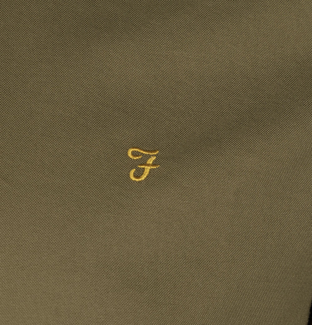 Farah Brewer Slim Fit Oxford Shirt Khaki - Image 4