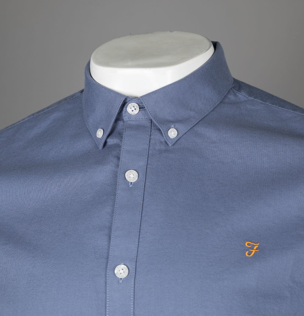 Farah Brewer Slim Fit Oxford Shirt Battleship Blue - Image 3