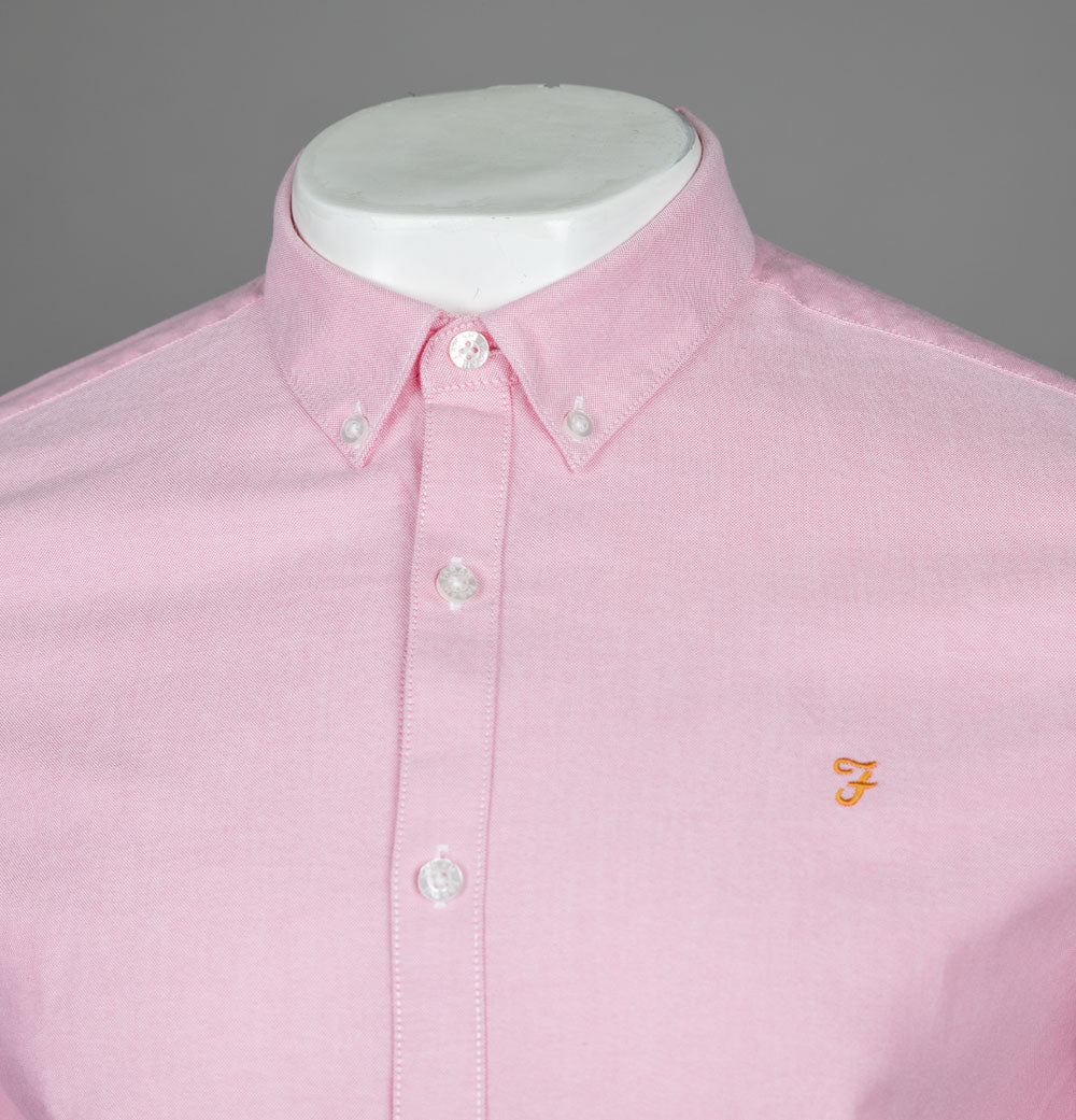 Farah Brewer Slim Fit Oxford Shirt Coral Pink - Image 3
