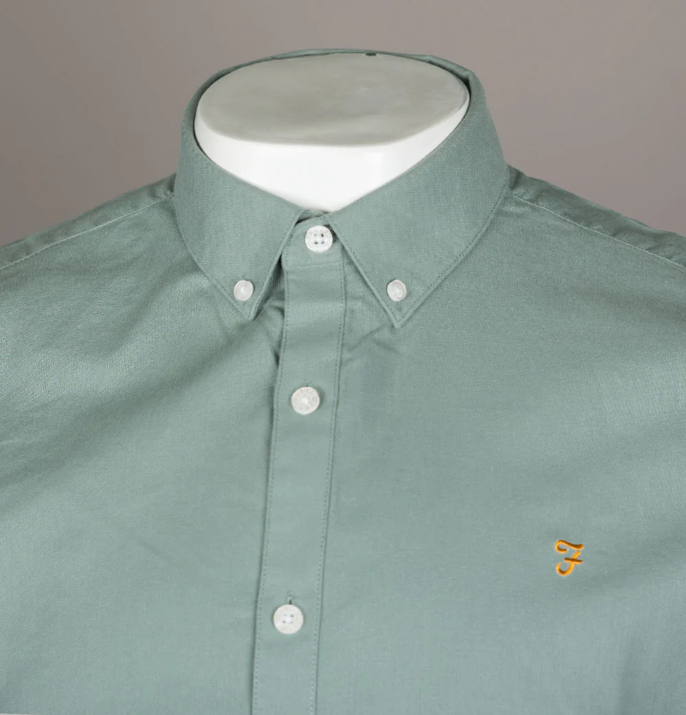 Farah Brewer Slim Fit Oxford Shirt Lily Pad - Image 3