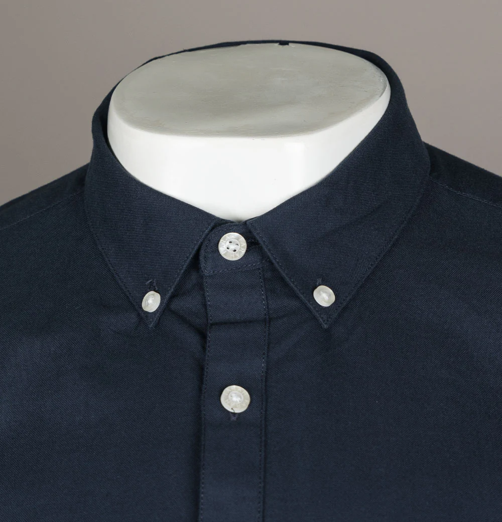 Farah Brewer Slim Fit Oxford Shirt Navy Blue - Image 3
