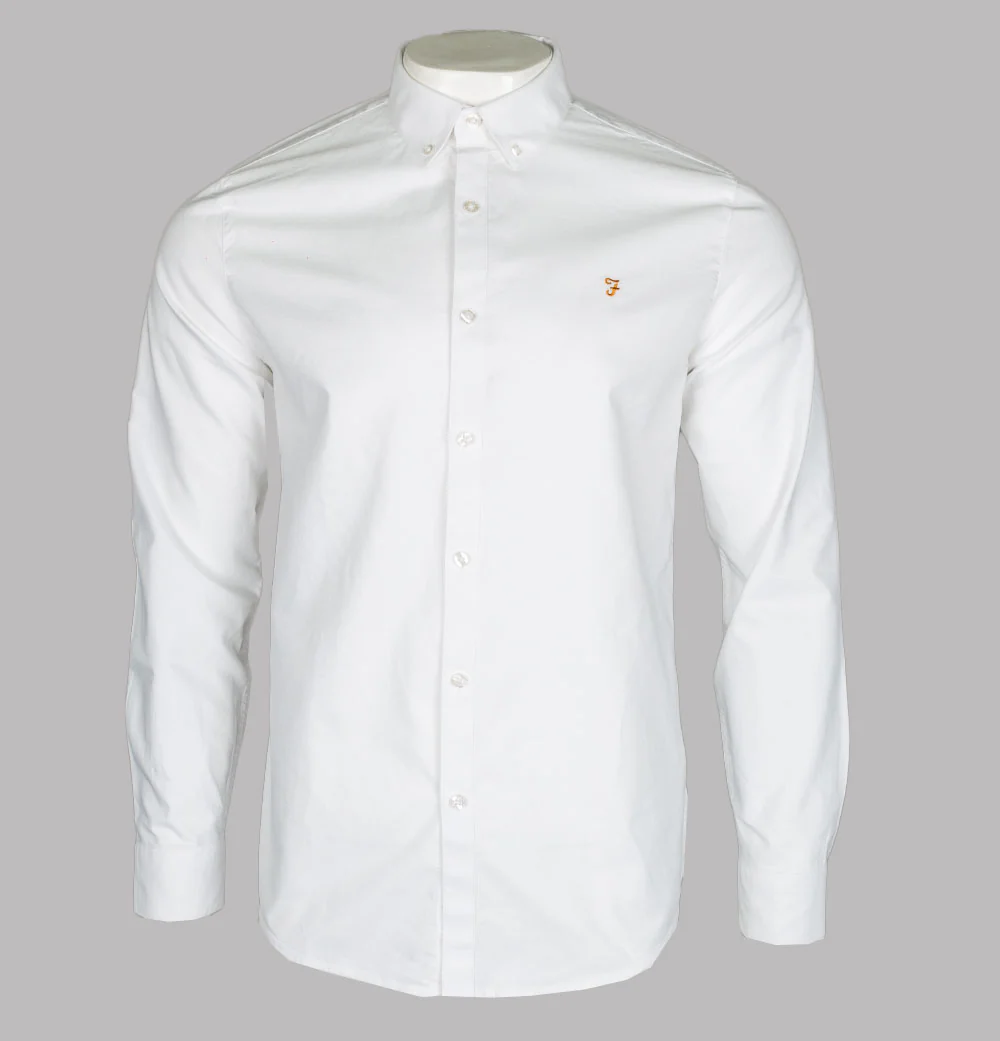 Farah Brewer Slim Fit Oxford Shirt White