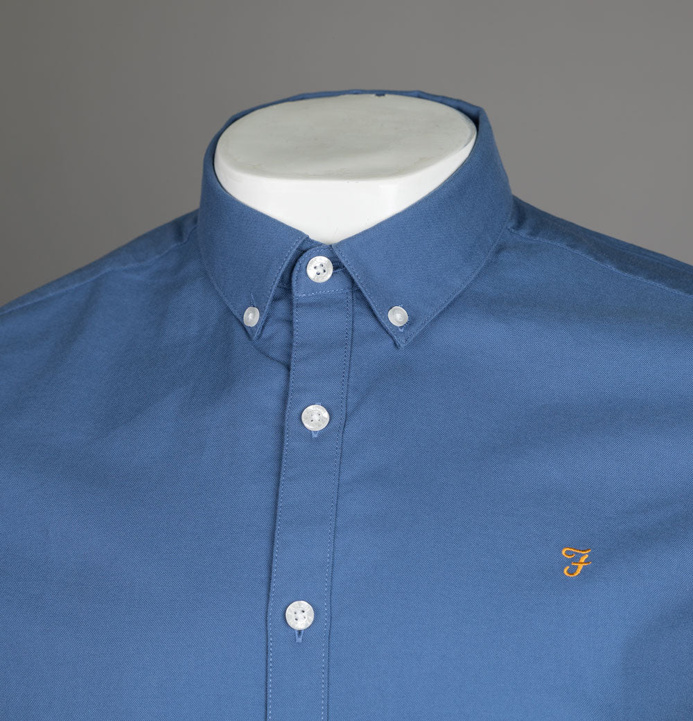 Farah Brewer Slim Fit S/S Oxford Shirt Caribbean Blue - Image 3