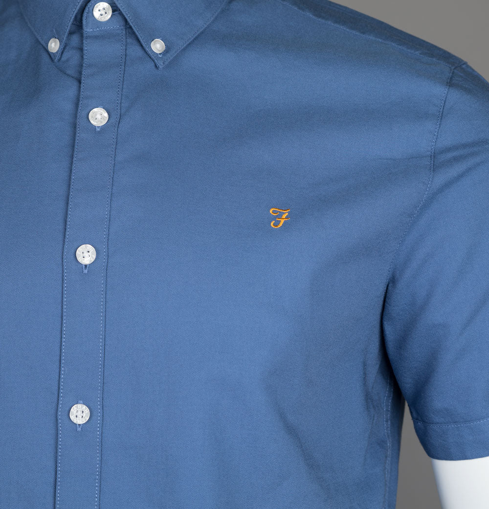 Farah Brewer Slim Fit S/S Oxford Shirt Caribbean Blue - Image 4