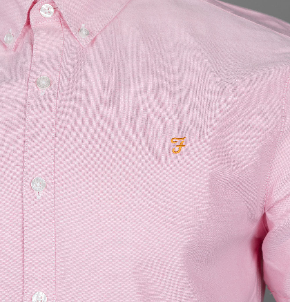 Farah Brewer Slim Fit S/S Oxford Shirt Coral Pink - Image 4