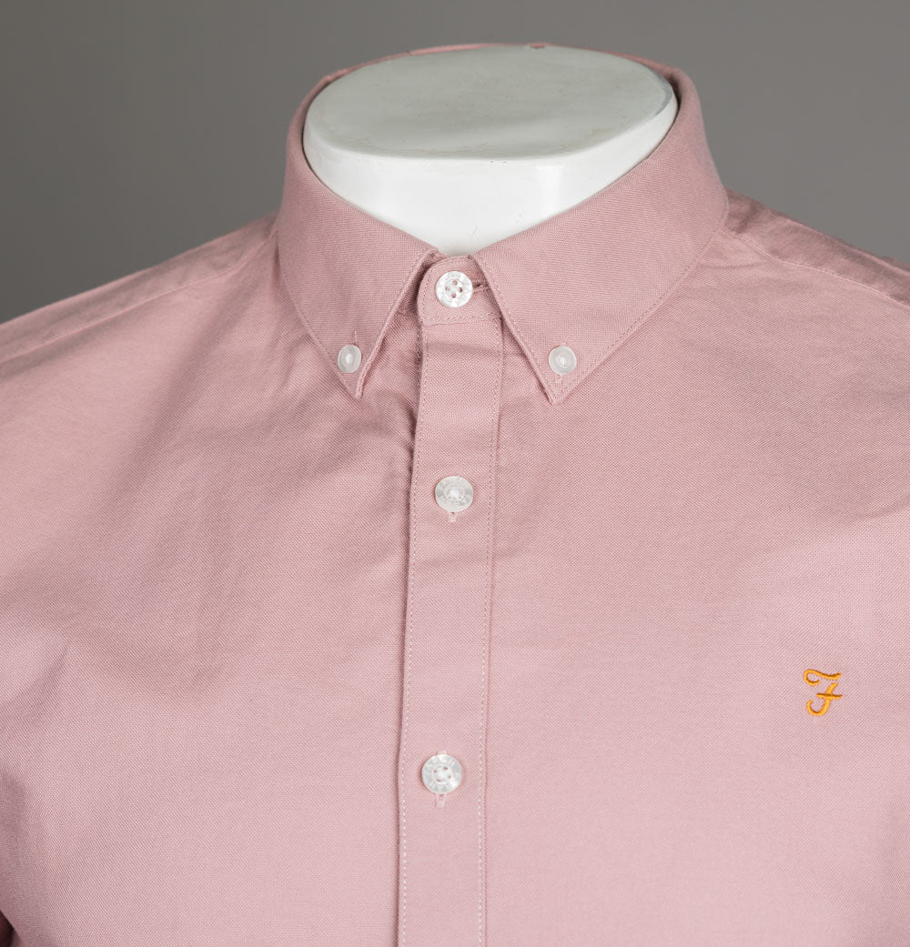 Farah Brewer Slim Fit S/S Oxford Shirt Dark Pink - Image 3