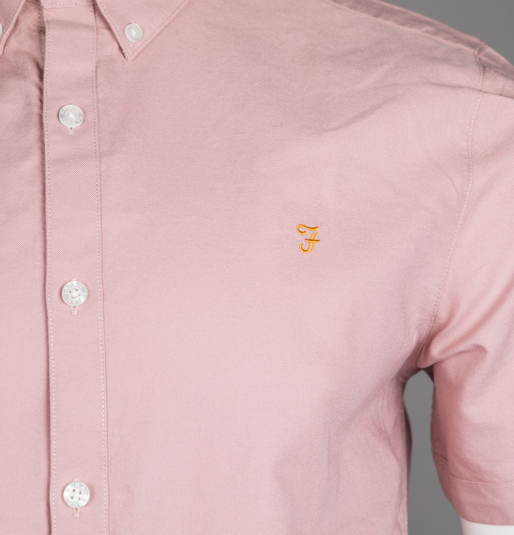 Farah Brewer Slim Fit S/S Oxford Shirt Dark Pink - Image 4