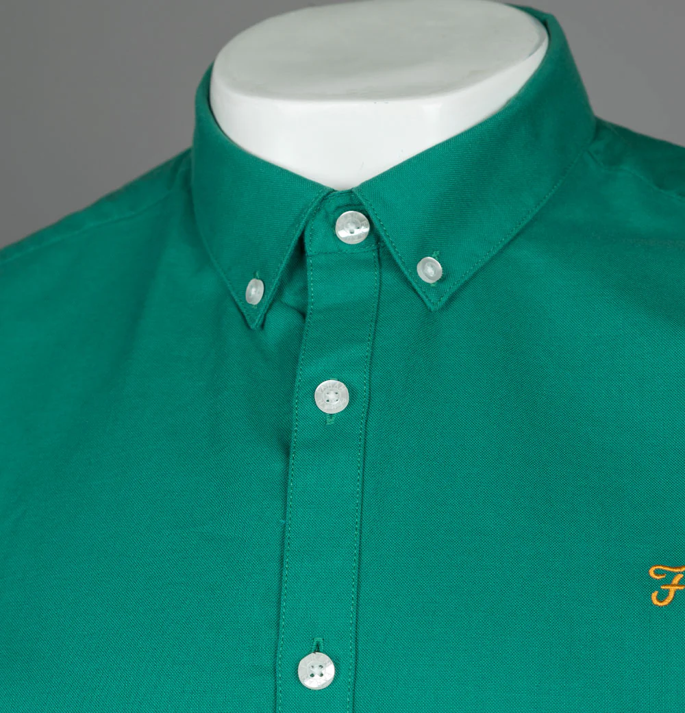 Farah Brewer Slim Fit S/S Oxford Shirt Mallard Green - Image 3