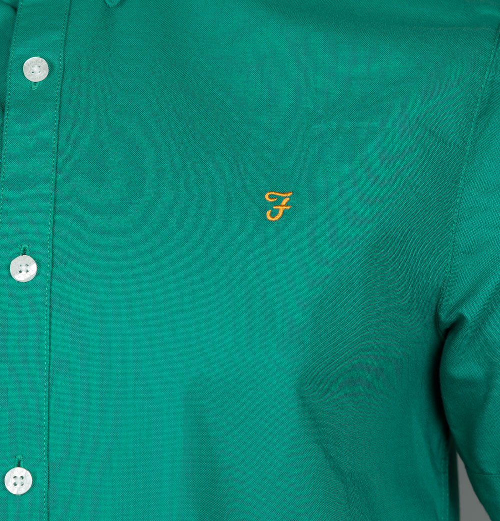 Farah Brewer Slim Fit S/S Oxford Shirt Mallard Green - Image 4