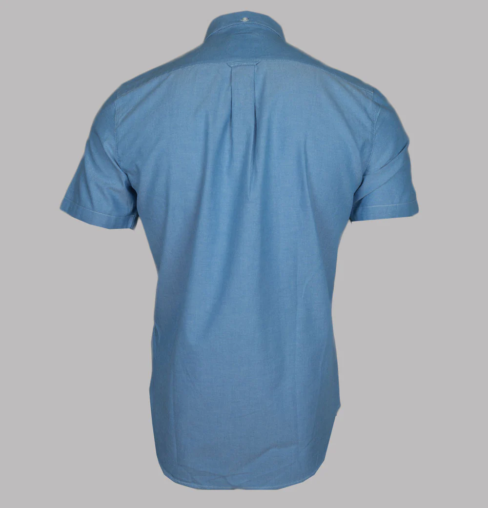 Farah Brewer Slim Fit S/S Oxford Shirt Mid Blue - Image 2