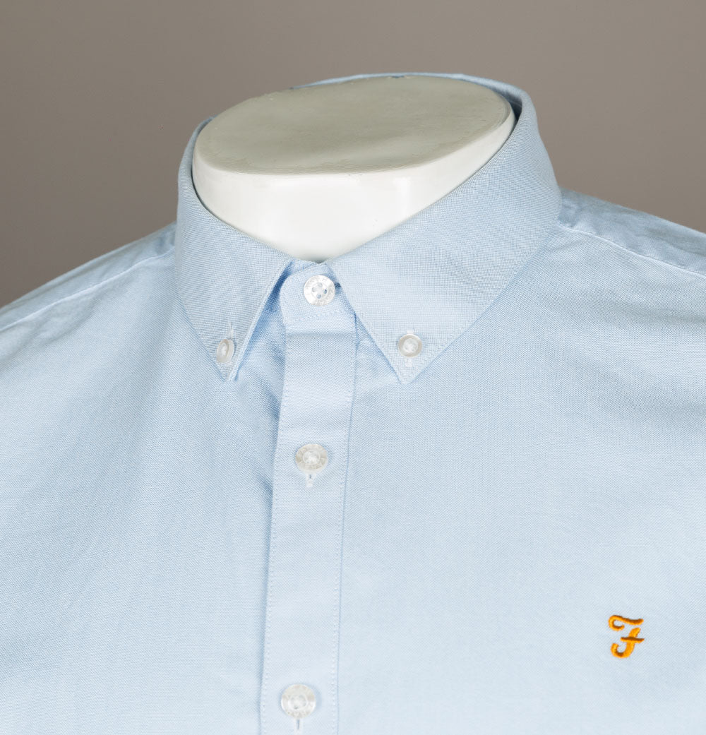 Farah Brewer Slim Fit S/S Oxford Shirt Sky Blue - Image 3