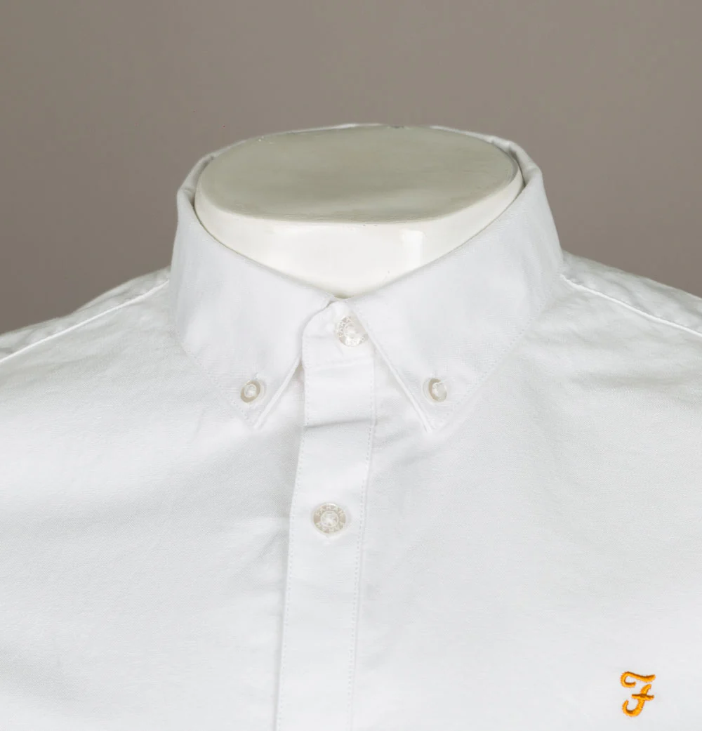 Farah Brewer Slim Fit S/S Oxford Shirt White - Image 3
