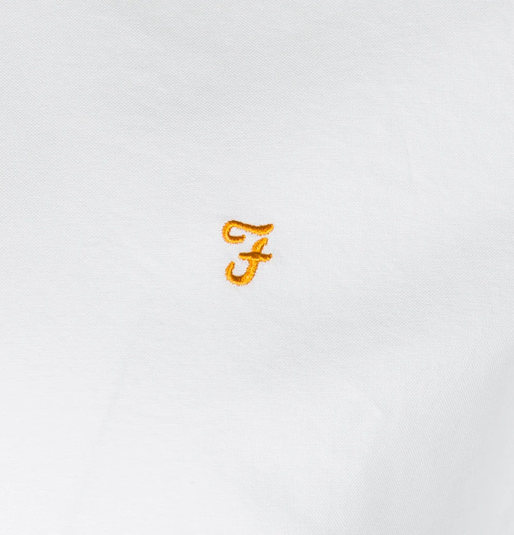 Farah Brewer Slim Fit S/S Oxford Shirt White - Image 4