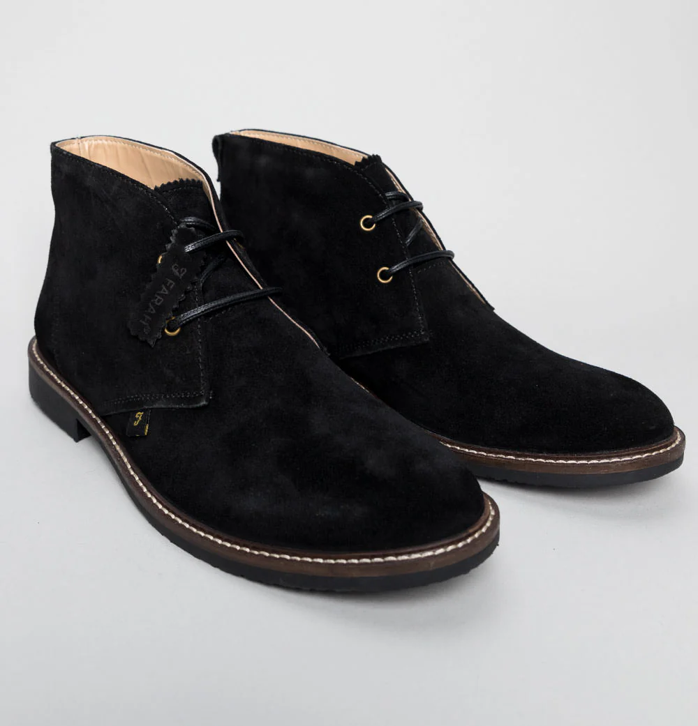 Farah Briggs Suede Desert Boots Black Mono - Image 2