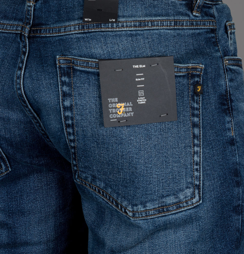 Farah Elm Stretch Slim Fit Jeans Worn Rinse - Image 4