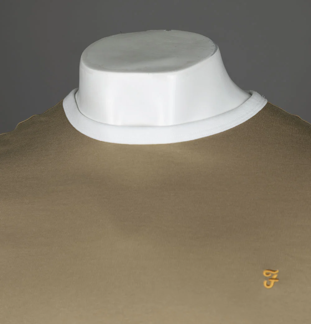 Farah Groves Ringer T-Shirt Beige - Image 3