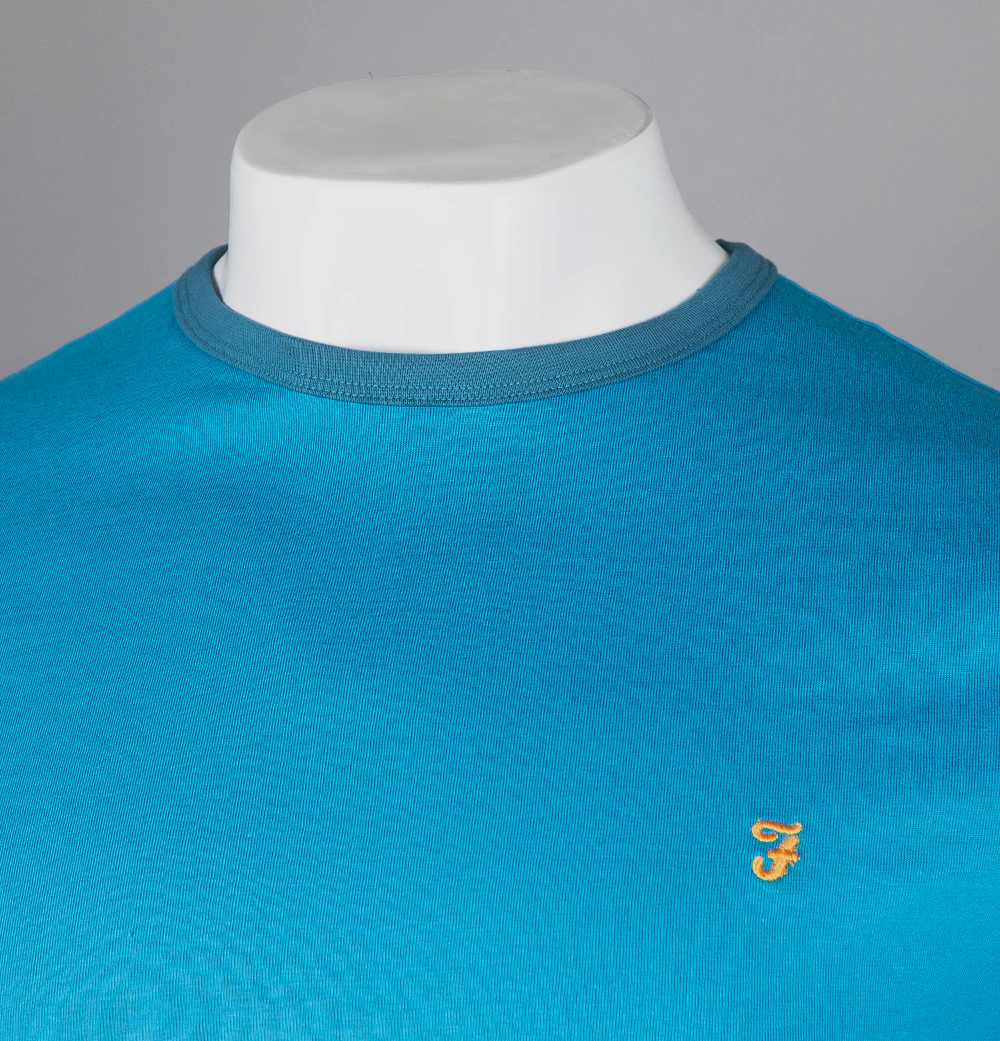 Farah Groves Ringer T-Shirt Blue Opal - Image 3