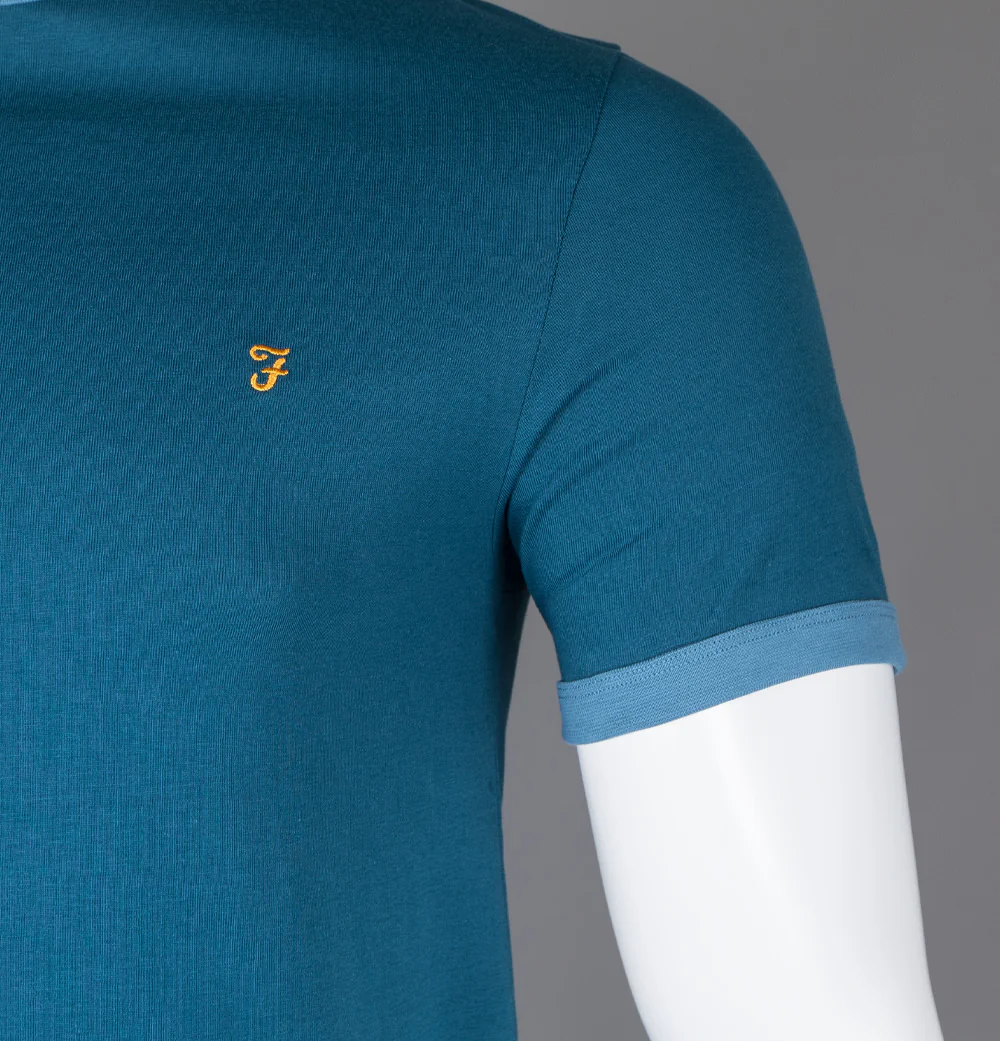 Farah Groves Ringer T-Shirt Saxe - Image 4