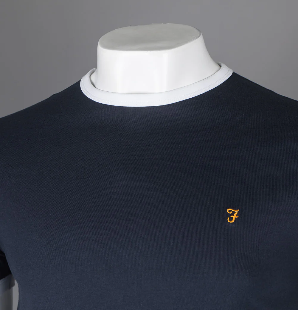 Farah Groves Ringer T-Shirt True Navy - Image 3