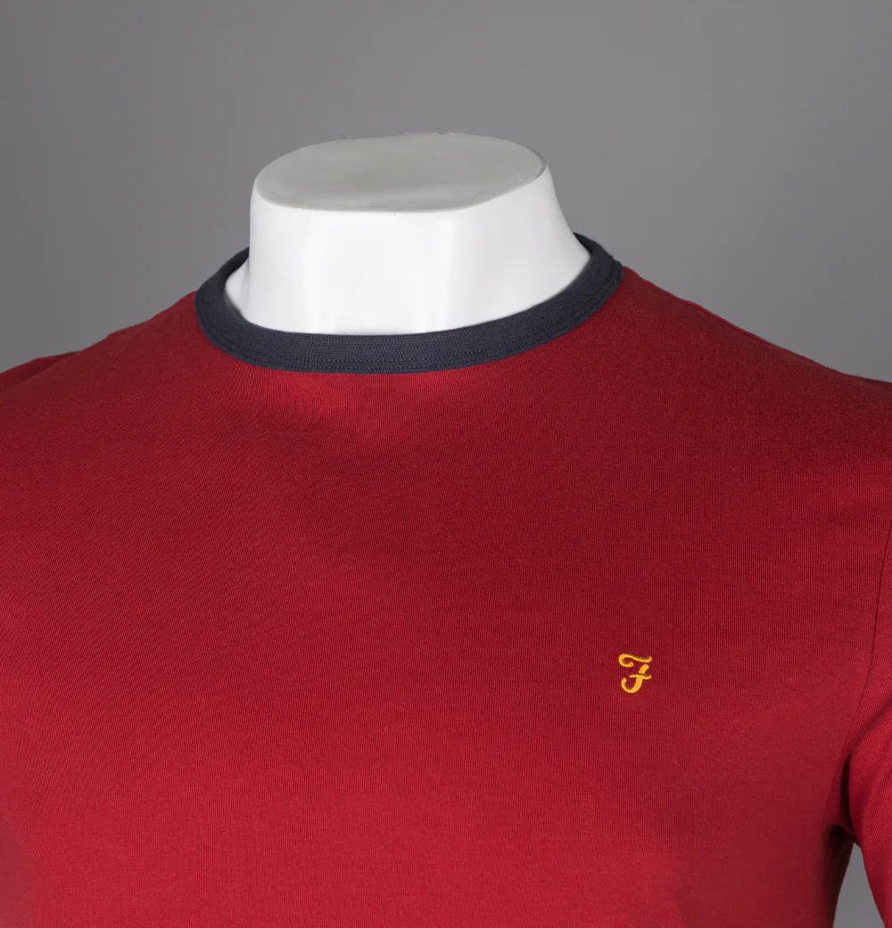Farah Groves Ringer T-Shirt Vermillion - Image 3