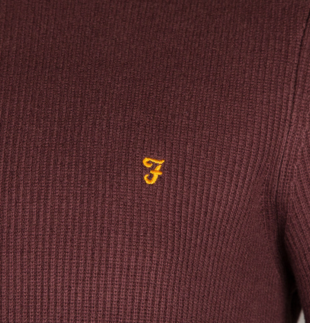 Farah Horace Crew Neck Knit Jumper Burgundy - Image 4