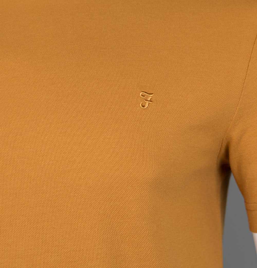 Farah Meadows Cotton Pique T-Shirt Gold - Image 4