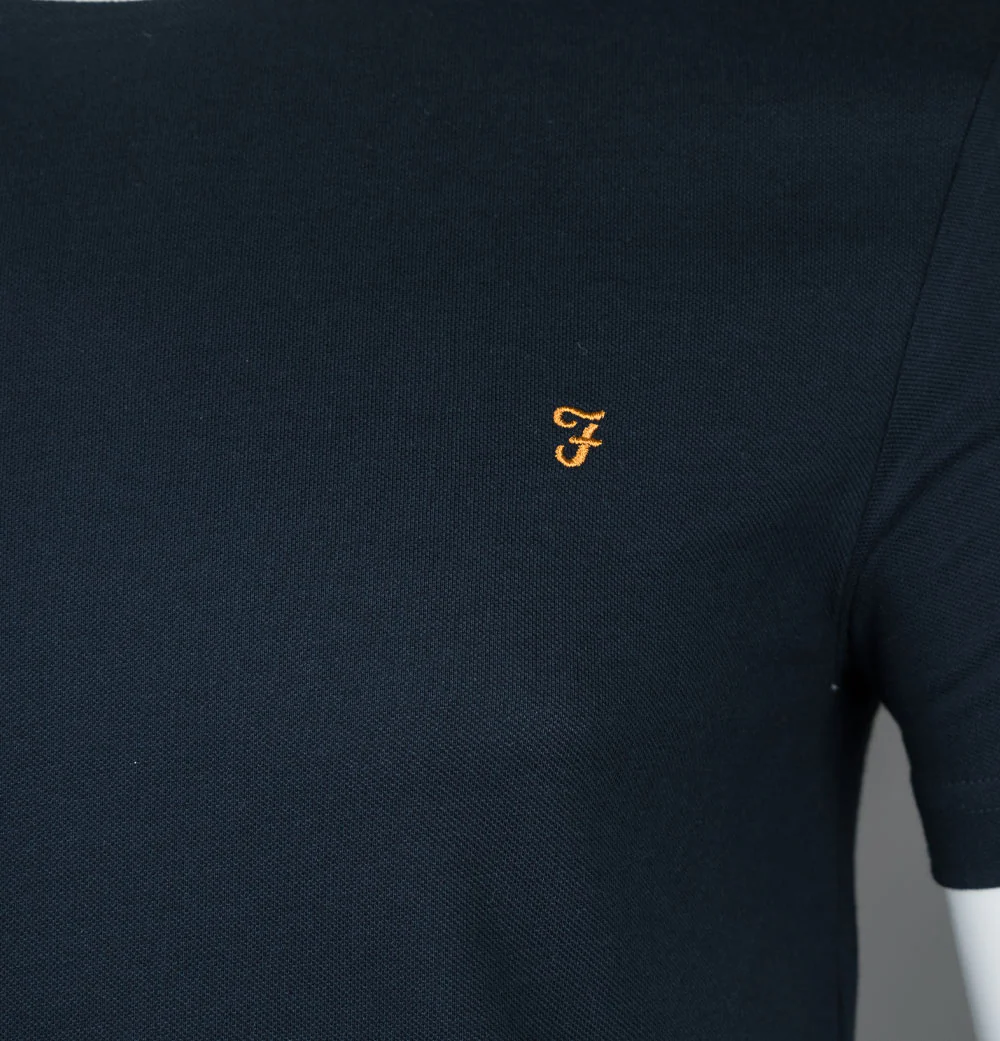 Farah Meadows Cotton Pique T-Shirt True Navy - Image 4