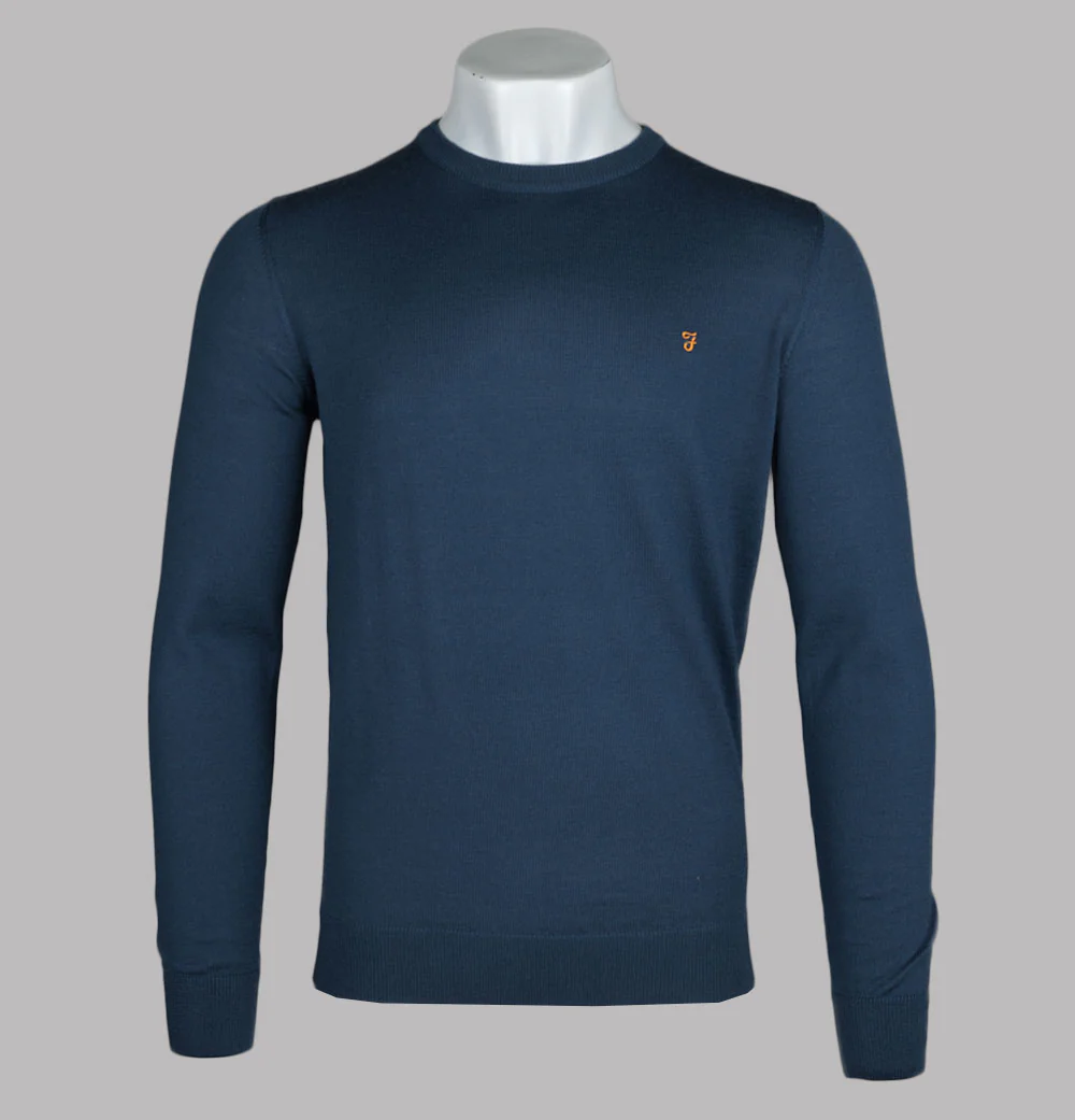 Farah Mullen Merino Wool Sweater Blue River