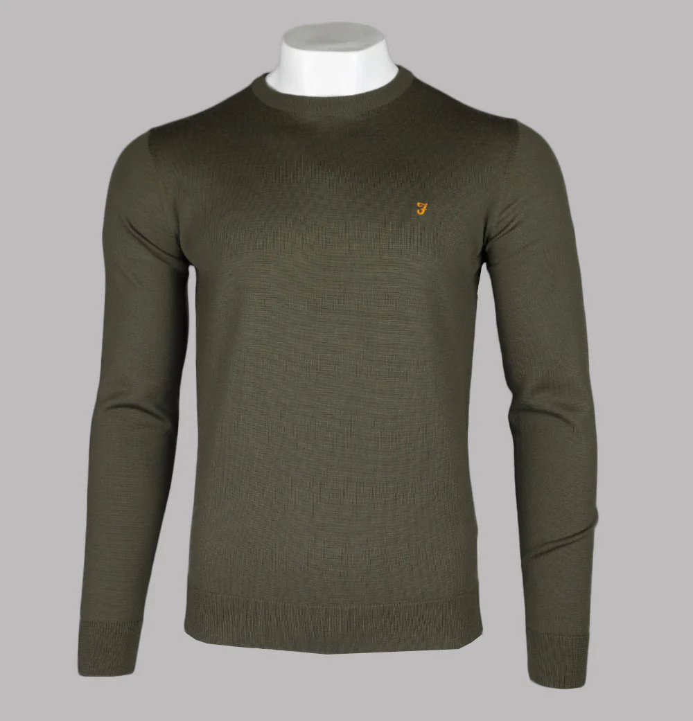 Farah Mullen Merino Wool Sweater Evergreen