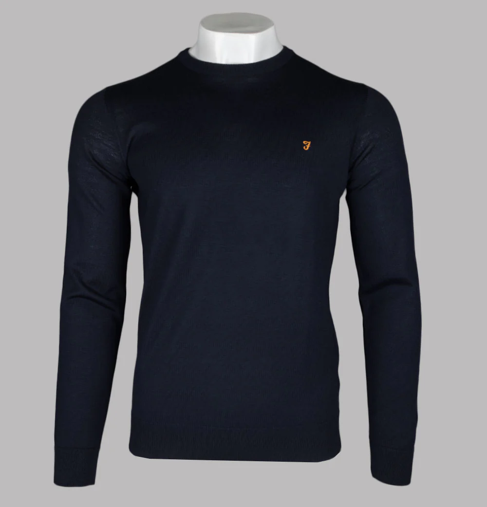 Farah Mullen Merino Wool Sweater Navy