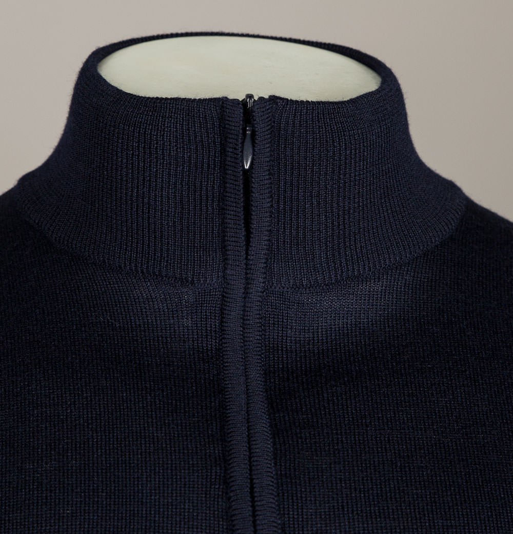Farah Redchurch Merino Wool 1/4 Zip Jumper True Navy - Image 3
