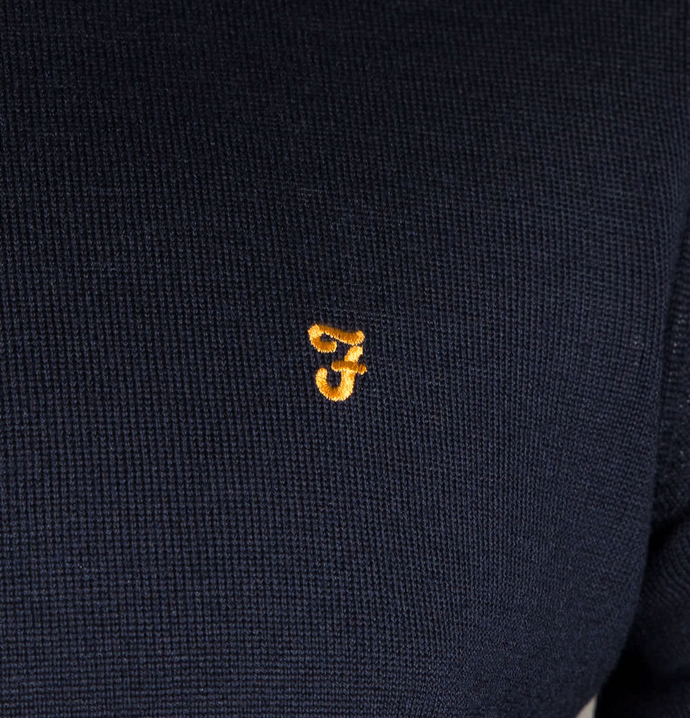Farah Redchurch Merino Wool 1/4 Zip Jumper True Navy - Image 4